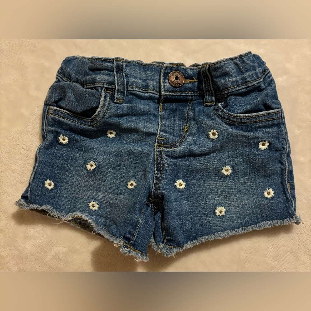 OshKosh Toddler Denim Floral Embroidered Shorts 2t